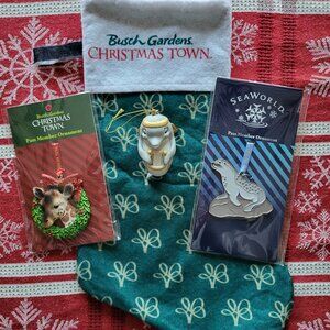 SeaWorld, Busch Gardens, Aquatica Pass Member Exclusive Christmas Ornament Lot
